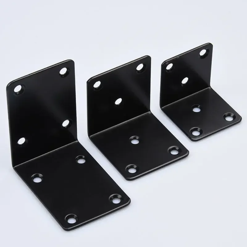 1PCS Furniture Black Stainless Steel 90 Degress  Angle Code Triangle Shelf Bracket L Type Reinforcement Fixed Connector