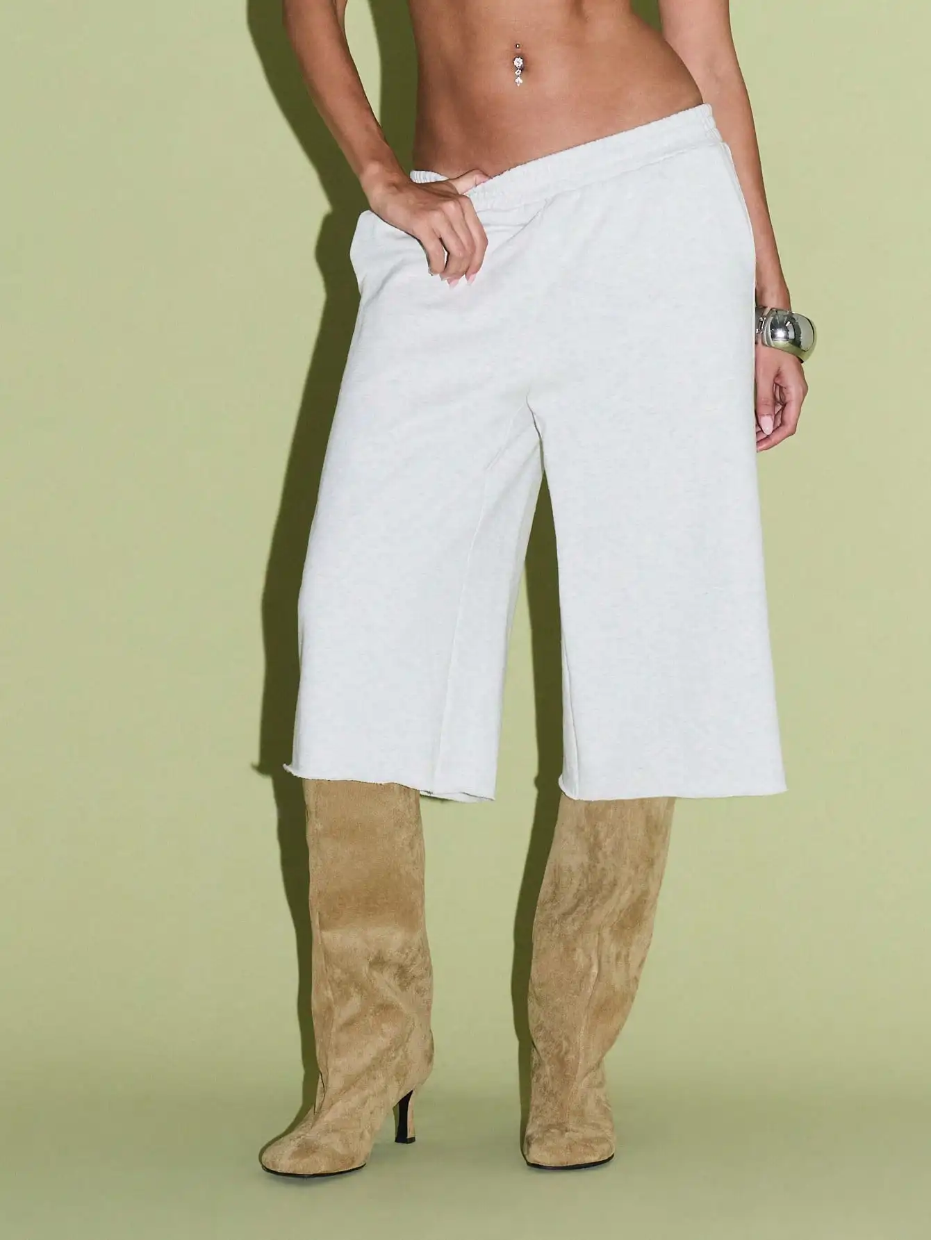 

Широкие брюки-капри с эластичным поясом, мягкие домашние брюки из французского махрового трикотажа