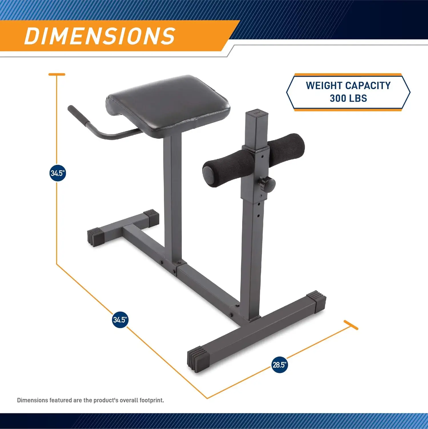 Adjustable Hyper Extension Bench, gym equipment comes with high-density foam, padded handles, adjustable two-foam leg holders