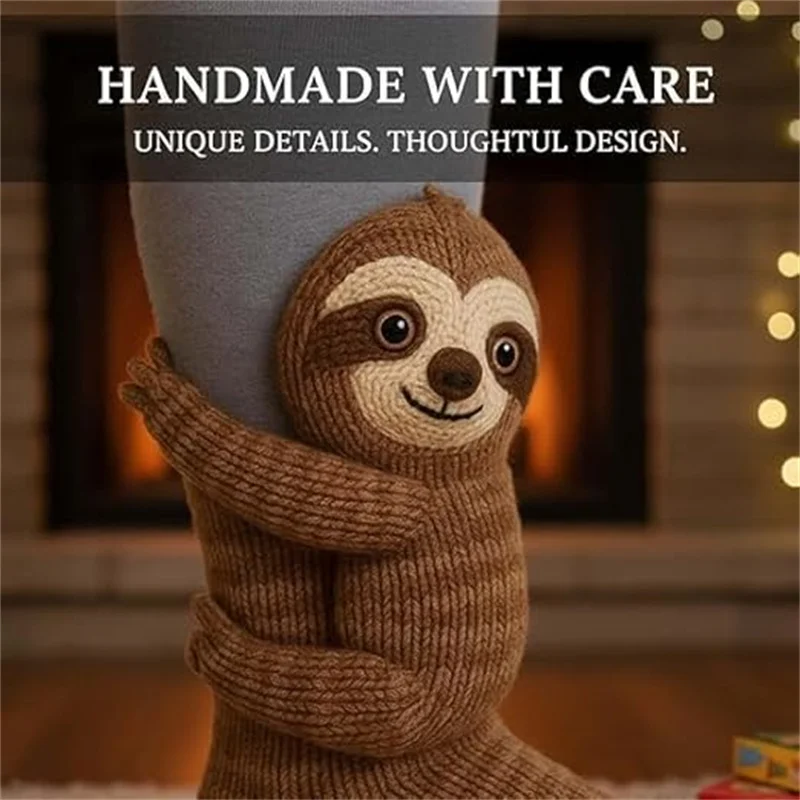 1 paar Koala handgehaakte 3D-sokken, dubbellaags warm winterdier zacht - pilling handwasbaar gezellig (ideciaal kerstcadeau)