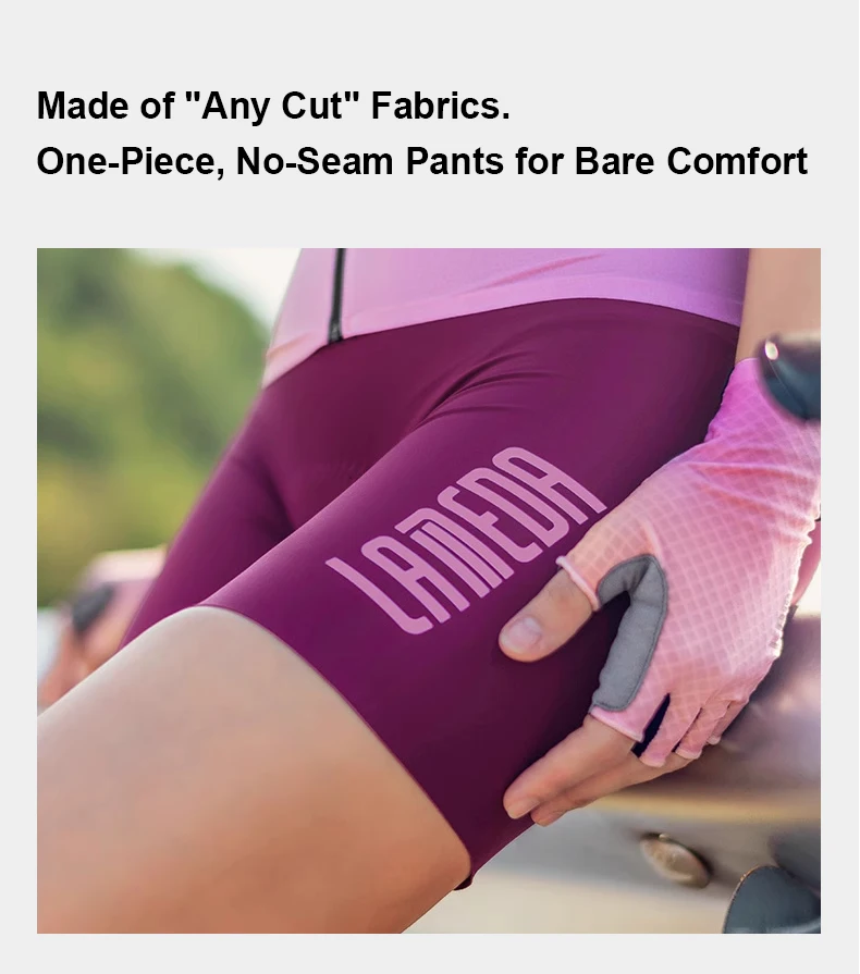 LAMEDA Damen-Radtrikot-Shorts mit Stoßdämpfung, gepolsterte Rennrad-Trägerhose, atmungsaktive Sommer-Radtrikot-Shorts – Detail 5