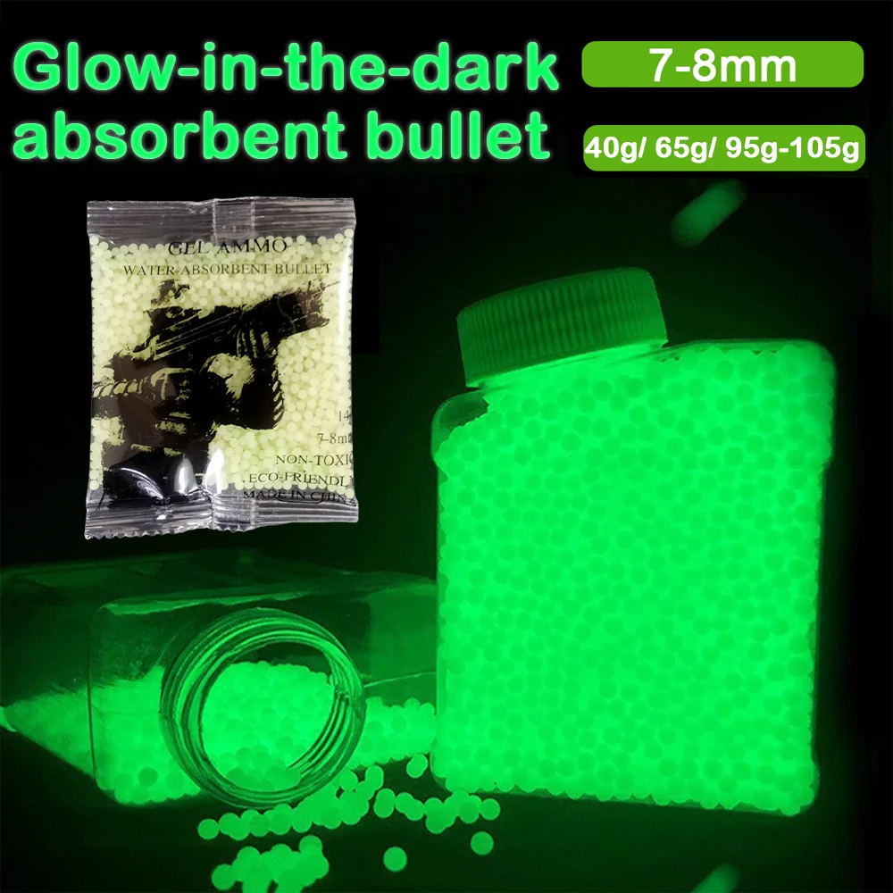 Luminous Water Gel Beads 7-8mm Water Expanding Balls Night Soft Bullet Gun Cartridge Tracking Bomb Toy Gifts Crystal Soil