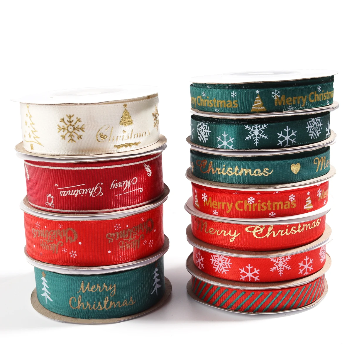 10 yards/rolle 10/12mm Weihnachten Druck Verpackung Bänder Polyester Paket Band Bögen Für DIY Weihnachten Geschenk box Bänder