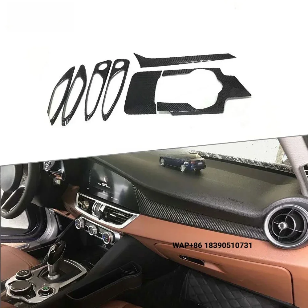 

Dry Carbon Fiber Car Interior Center Console Gear Shift Panel Trim for Giulia 2016-2018 Door Handle Covers