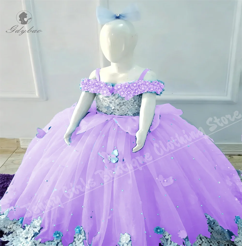 Adorable Light Blue Flower Girl Dress With White Pearl Decorations And Thin Straps Suitable For Weddings Parties Photo Shoots