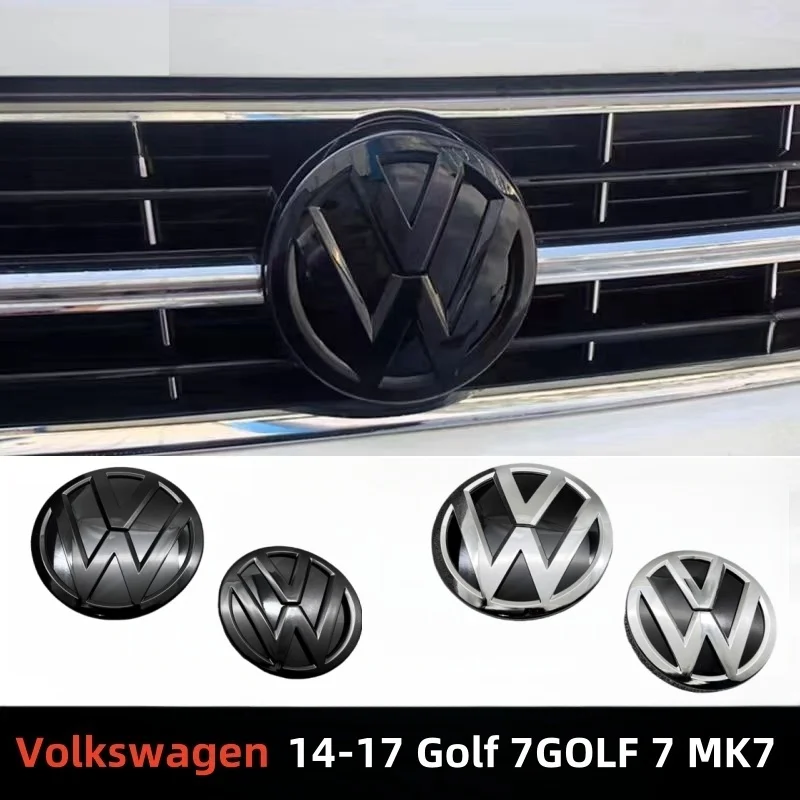 

Chrome Silver/Glossy Black Front Radiator Grille & Rear Trunk Lid Emblems for VW Golf 7 (2014 - 2017) - Auto Badge Accessories