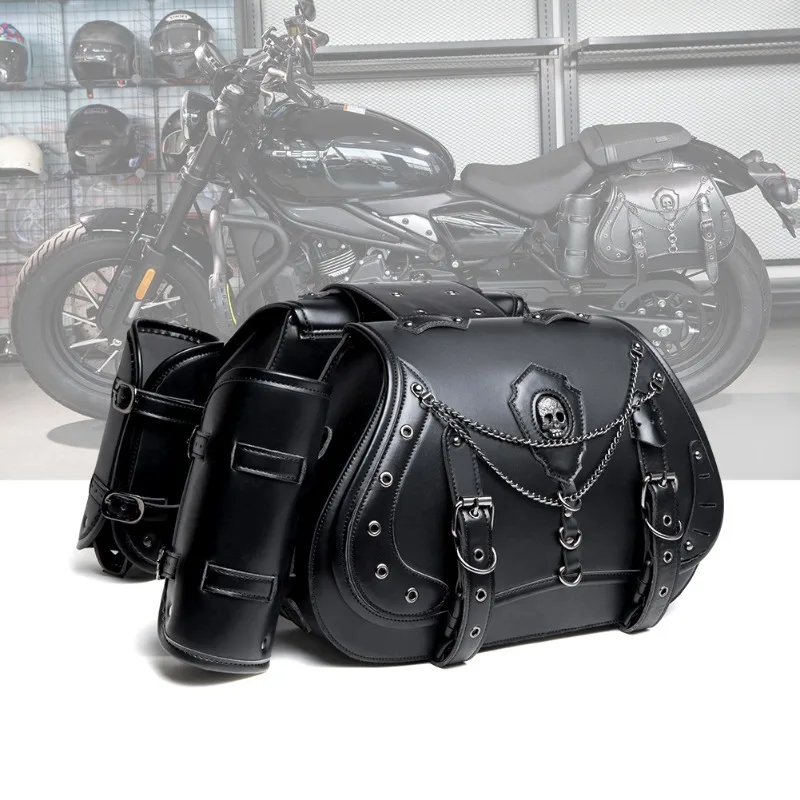 

One Pair Motorcycle Saddle Bag Cruisers Saddlebags Punk Style Moto Bike Bag Not Easily Deformed Outdoor Riding Luggage Equipme