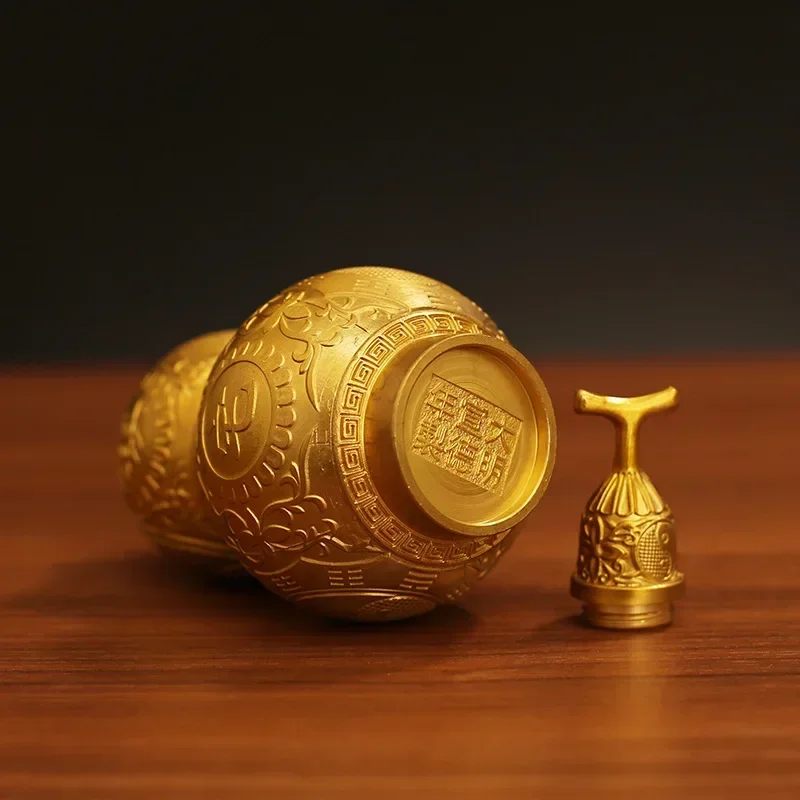 Gourd Feng Shui Wu Calabash Ornament Lou Pendant Housewarming Sculpture Decor Table Home Golden Lucky Decorations Decoration