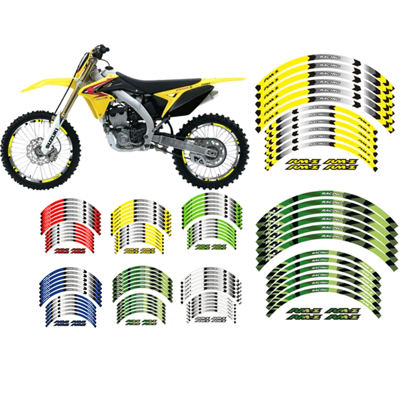 Per Suzuki RMZ450 RMZ250 RMZ 450 250 RM Z450 Z250 Z Accessori Moto Adesivi Cerchioni Decalcomanie Ruote Mozzo Strisce Riflettenti Set