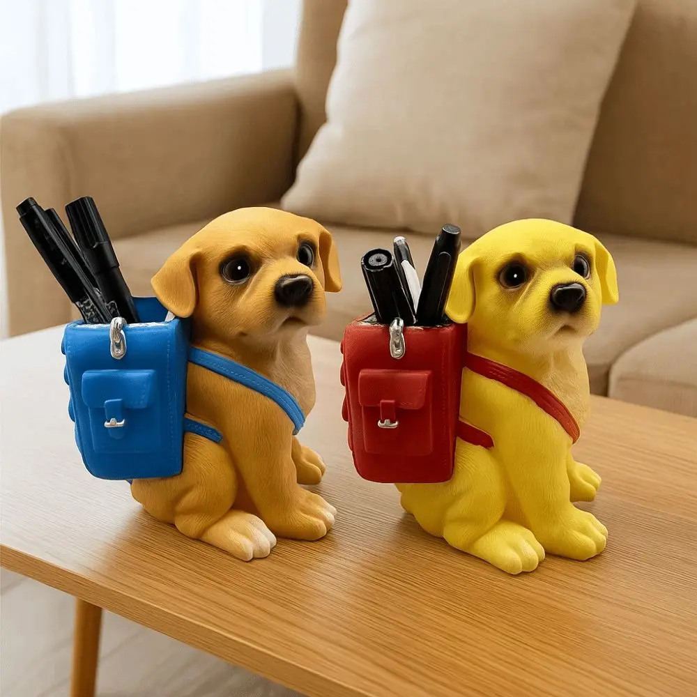 

Multi-function Dog Pen Holder Plastic Large Capacity Puppy Storage Bucket Cute Cartoon Makeup Brush Cylinder Stationery