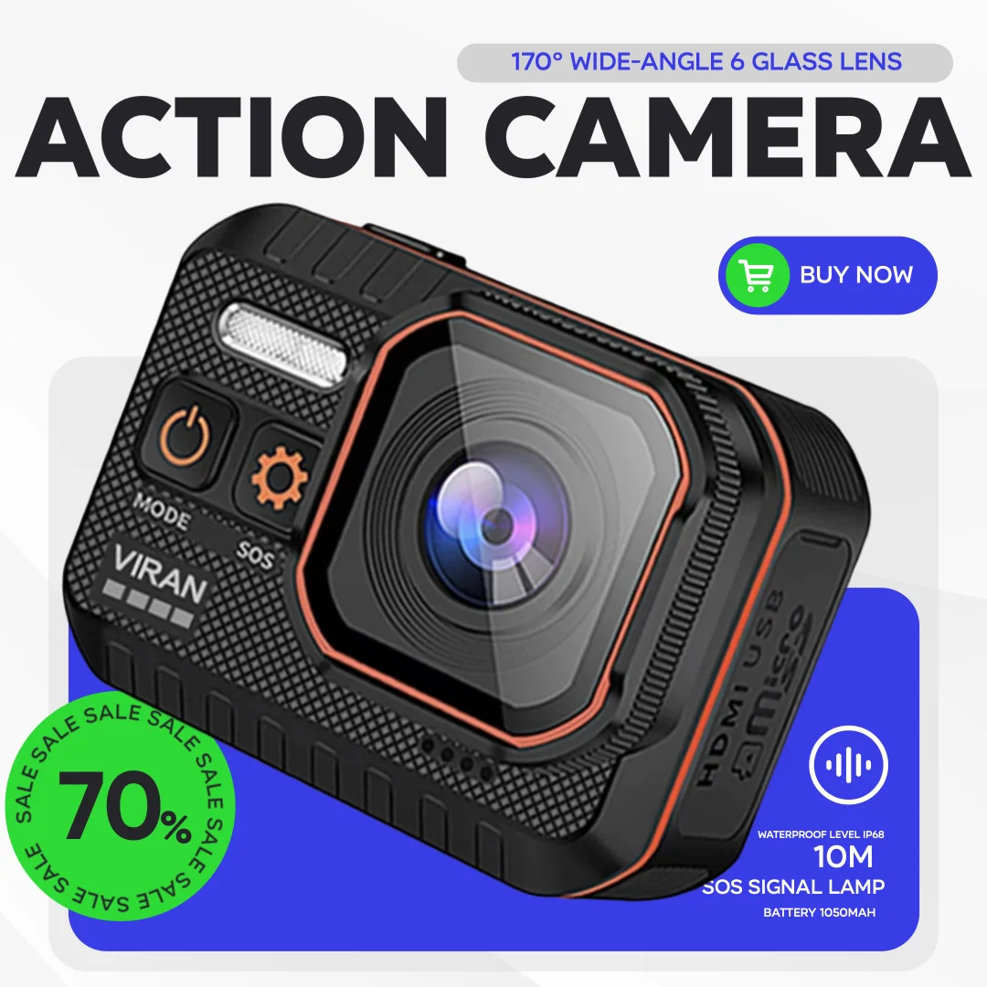 

Экшн-камера CERASES 4K 60FPS Wi-Fi с дистанционным управлением 30 м Водонепроницаемая 170-градусная широкоугольная экшн-камера Видеорегистратор Go Sport Camera pro