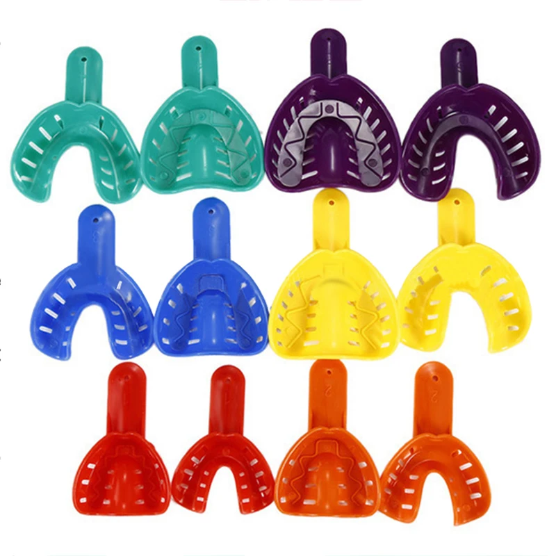 12pcs Dental Impression Trays Adult Child Use Tooth Tray Holder Plastic Teeth Holder Lab Dentist Dentistry Accessory Tools