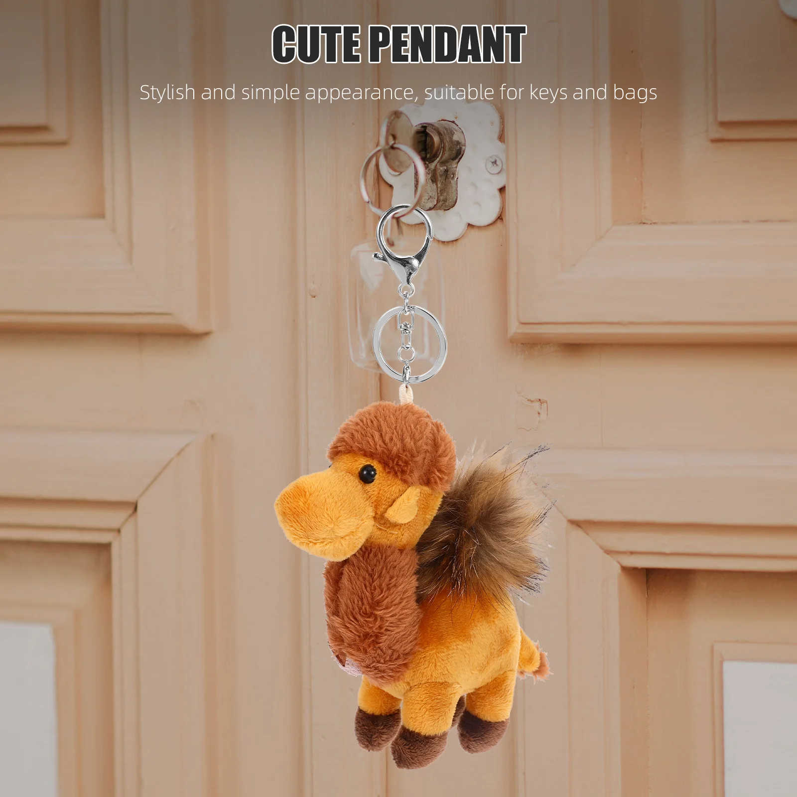 Key Holder for Purse Camel Keychain Bag Bags Cute Keychains Women Shape Plush Pendant Keyring Brown Travel