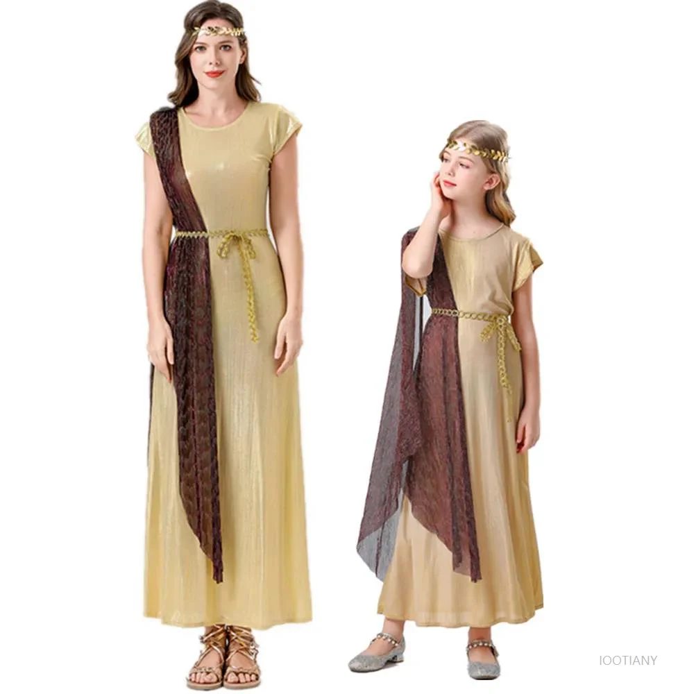 Halloween Easter Medieval Greek Goddess Role Play Costume Purim Ancient Egypt Cleopatra Elegant and Dignified Parent-child Makeu