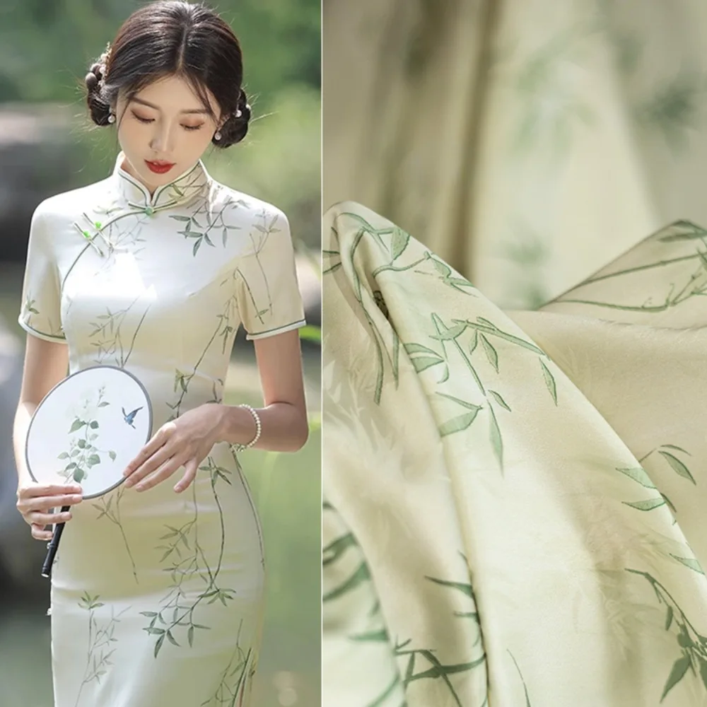 Summer Women's Cheongsam Cloth Plant Pattern Creative Printing Dyeing Chinese Style Dress Closing Designer Fabric by the Yard