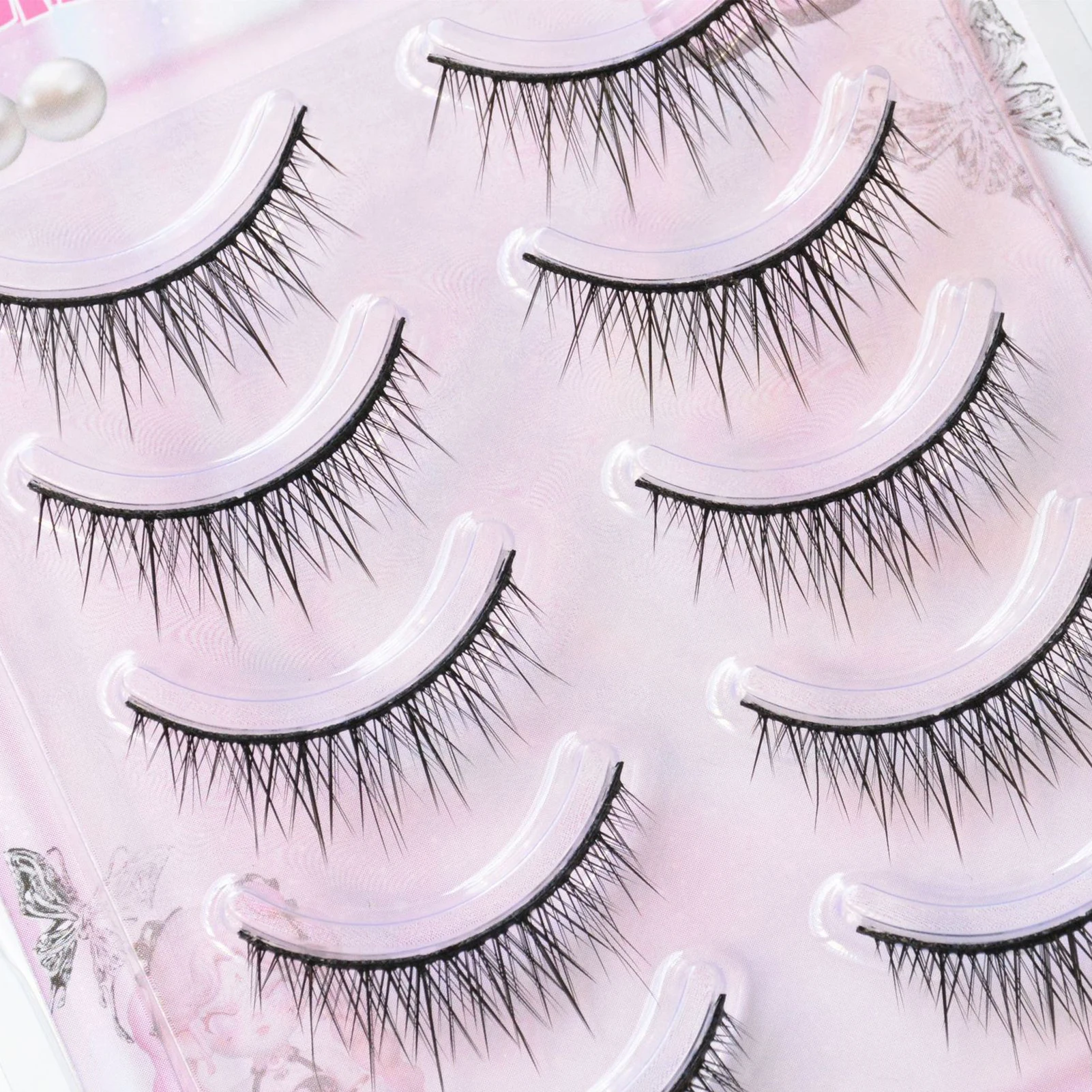 5 Paar falsche Wimpern für Cosplay, Wispy-Wimpernverlängerung, vergrößern Sie Ihre Augen mit hartem Band, natürliches Make-up, Party, Alltag, koreanischer Stil