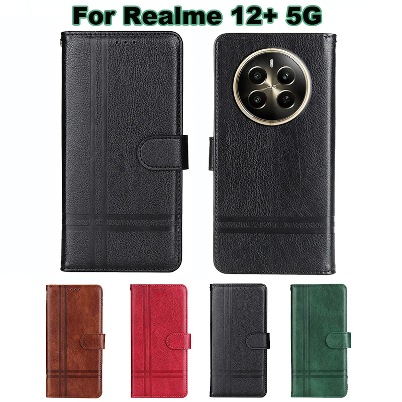 Book Stand Leather Case For Fundas Realme 12 Plus 5G чехол Wallet Cover For Capinha De Celular Realme 12+ 5G RMX3867 Phone Coque