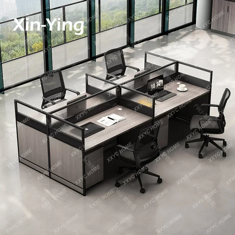 Office desk and chair combination simple modern double four-person workstation staff table six-person screen office booth