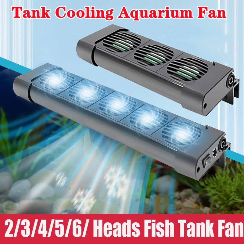 2/3/4/5/6 Fan Heads Silent Fish Tank Cooling Fan 135°Rotation Aquarium Cooling And Heat Dissipation Automatic Cooling Fan