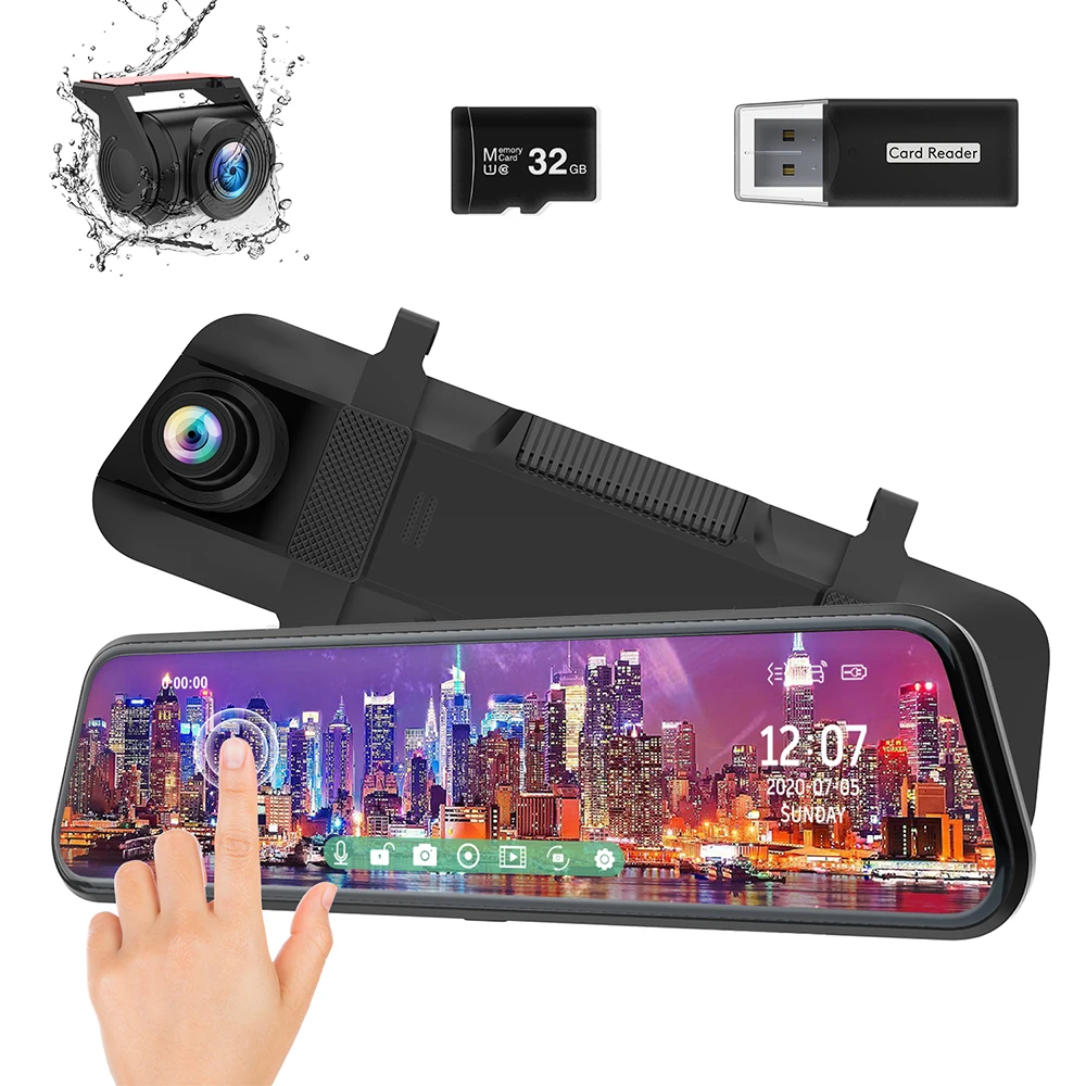 ThiEYE CarView 3 10inch Full Size Touch Screen 2.5K Front Len 1080P Rear Len Camera With Optional GPS Packing Monitor Dash cam