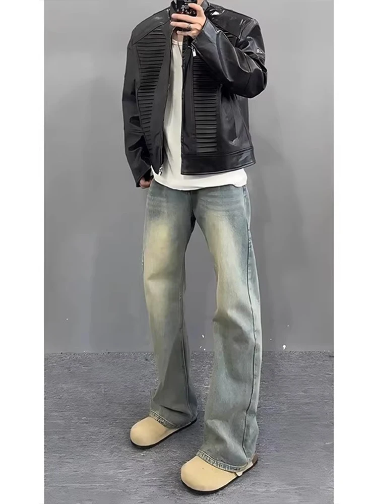 

Мужские джинсы в стиле ретро, синие, из денима, весна-осень, прямые, с легким расклешением, модель CleanFit Knife, стильные, от Haome Sle