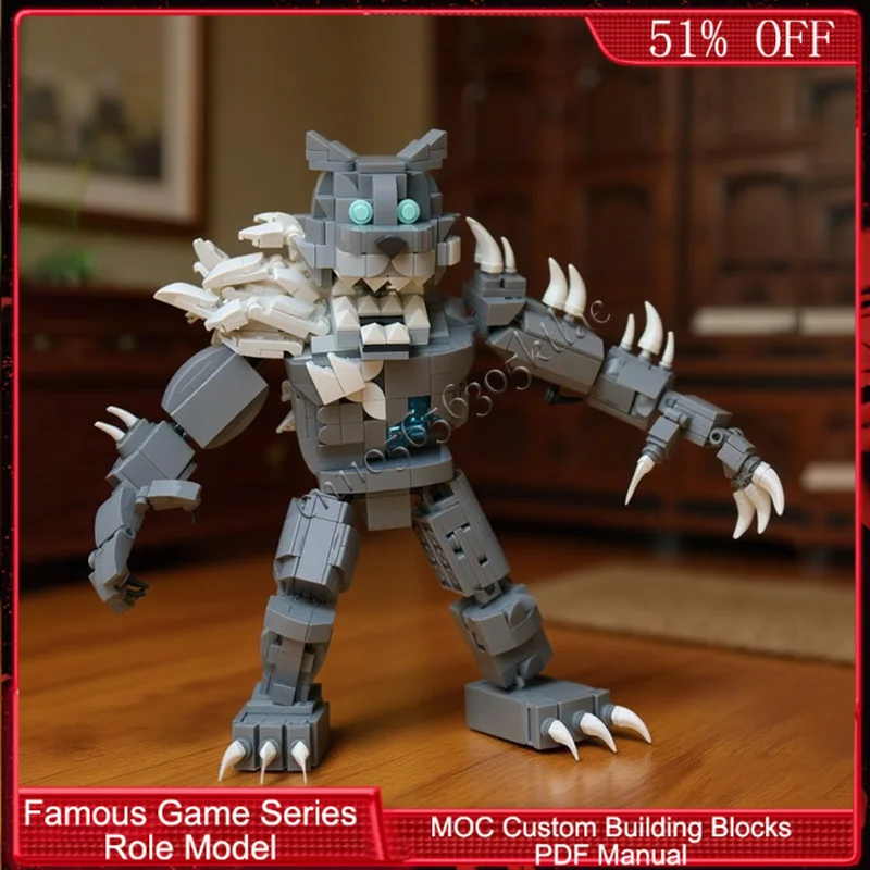 775 PCS Série de Personagens de Jogos Populares, Lobo Contorto MOC, Blocos de Construção Modulares Personalizáveis, Brinquedos DIY para Presentes de Férias