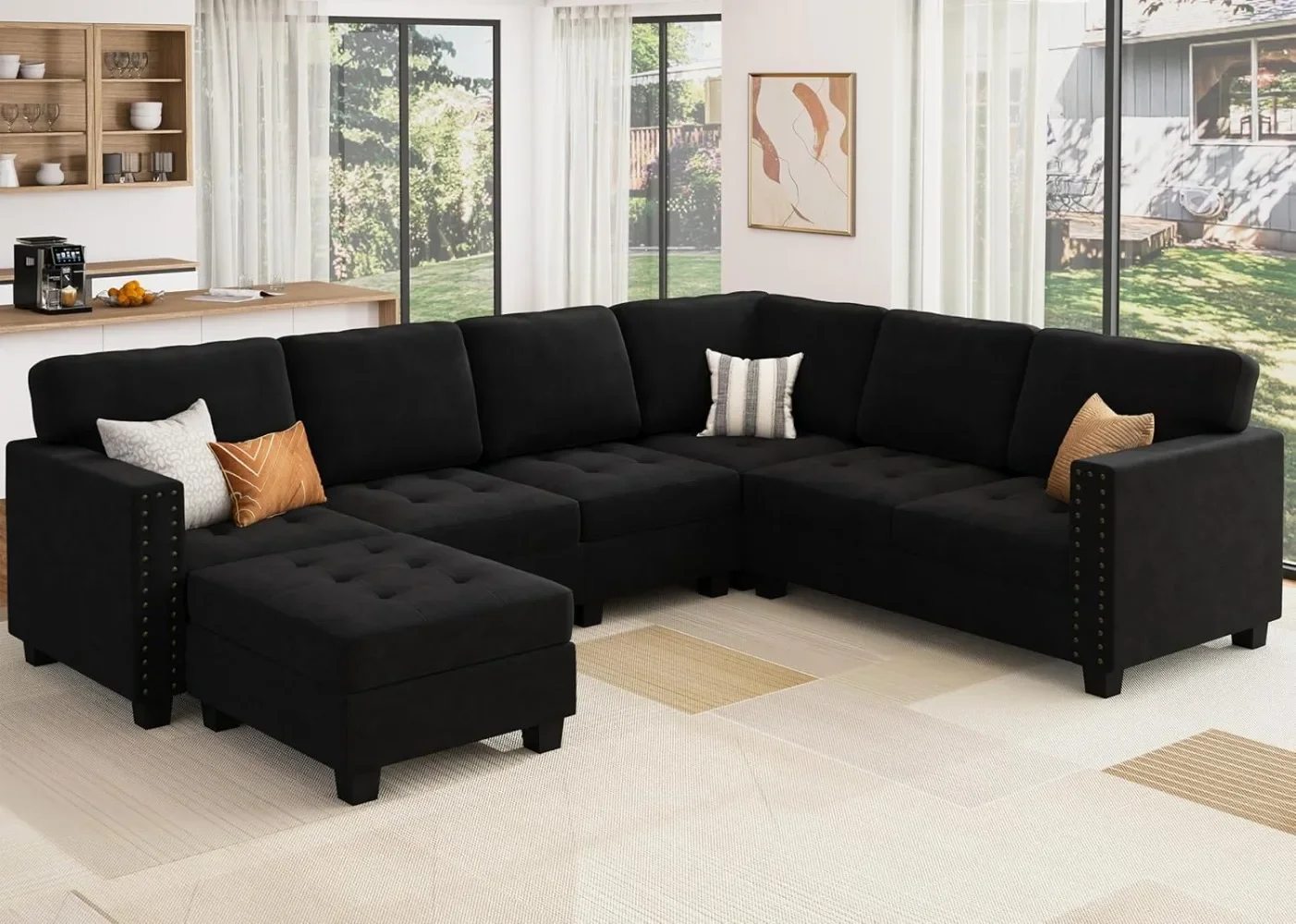 Velvet Convertible Sectional Sofa L Shaped Couch with Storage Ottoman Corner Sectional Couch with Reversible Chaise