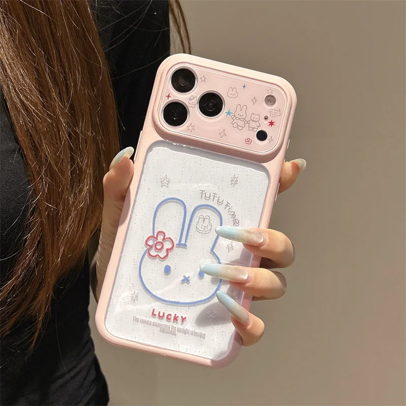

Korean Clear Glitter Line Miffy Rabbit Cute Phone Case For iPhone 17 Pro 16 15 Pro Max Protective Cover Fashion Shockproof Cases