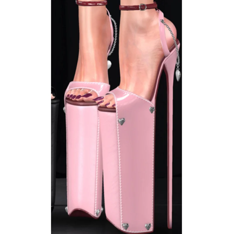 أسود المرقعة مشبك صنادل أرضية رقيقة عالية الكعب مثير المألوف بارد الصيف عارضة كبيرة الحجم أحذية امرأة Zapatillas Mujer #3