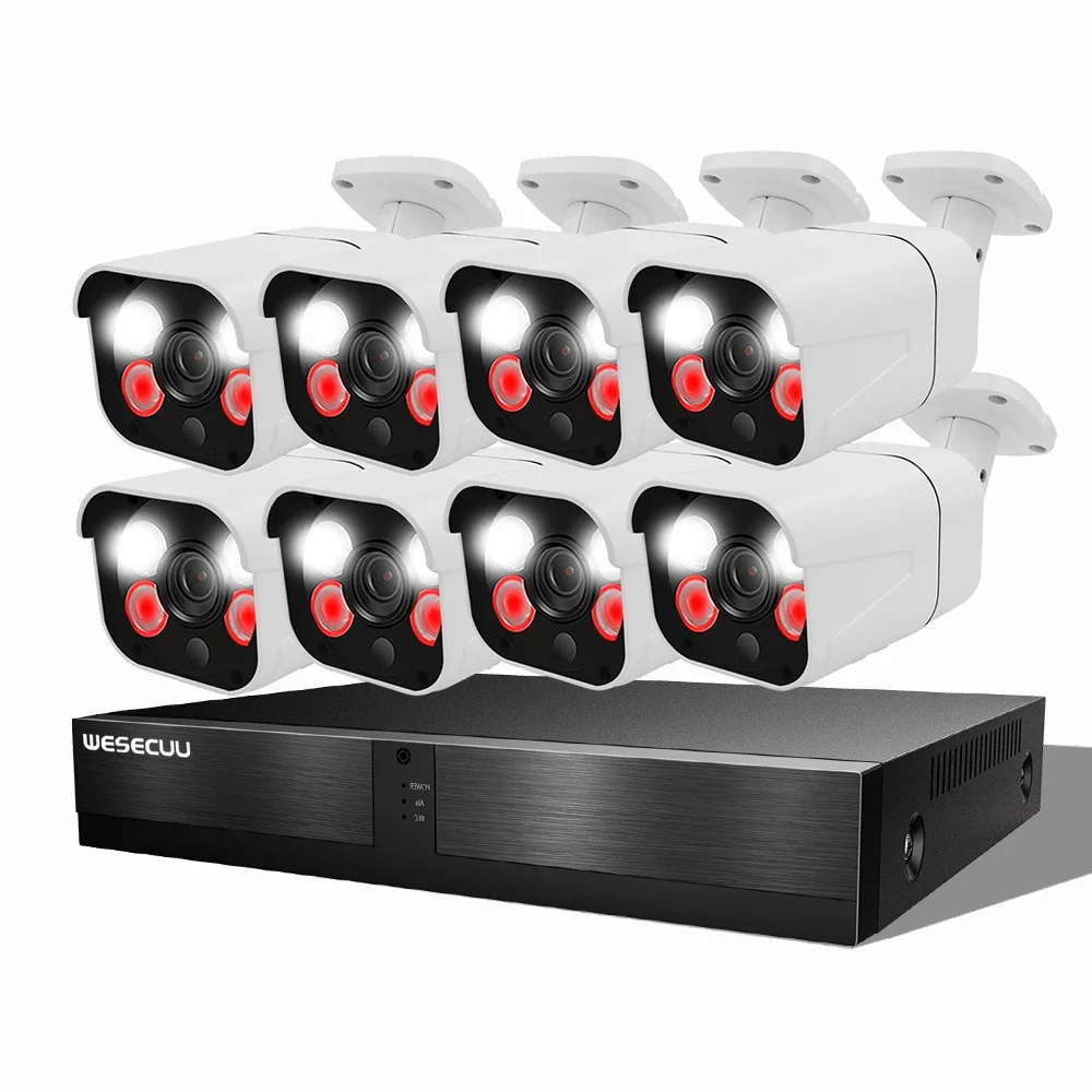 Manufacturer 5mp 4k 8mp 4 8 16 Channel  HD AI Ip Poe Nvr Home Outdoor Security Camera Surveillance Cctv System Kit With Camera