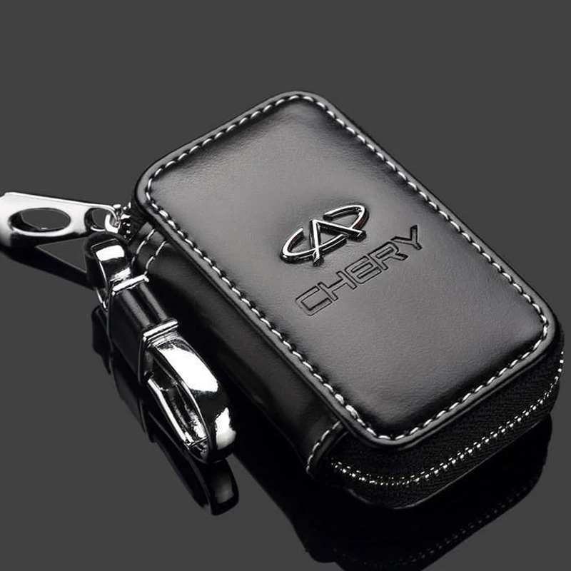 

Genuine Leather Key Wallet Car Key Bag Multi-Function Key Case For CHERY TIGGO 5 A1 A3 A5 QQ KIMO INDIS JAGGI Accessories