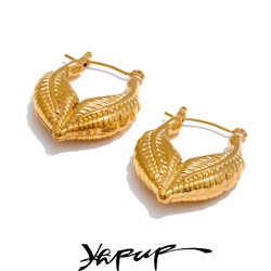 Yhpup New Metal Hollow Hoop Earrings Trendy Style Stainless Steel Jewelry for Women Waterproof