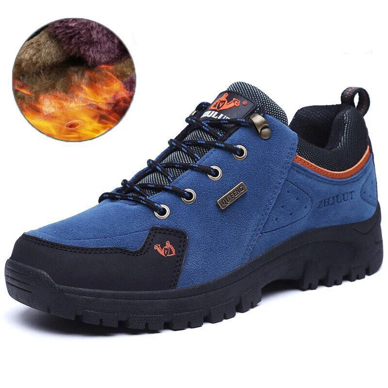 

2024 New Couples Thermal Snow Climbing Mountain Shoes Blue Orange Mens Athletic Tourist Trekking Shoes Women Hike Footwear