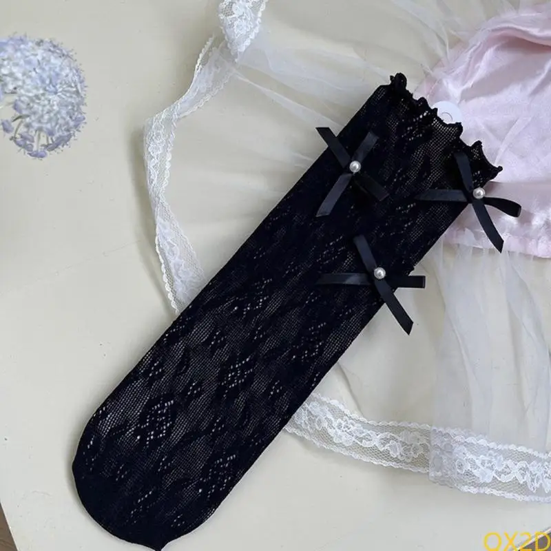 QX2D 1 زوج الجوارب الجوارب العصرية القوس الجوارب القوية مع حافة الكشكش