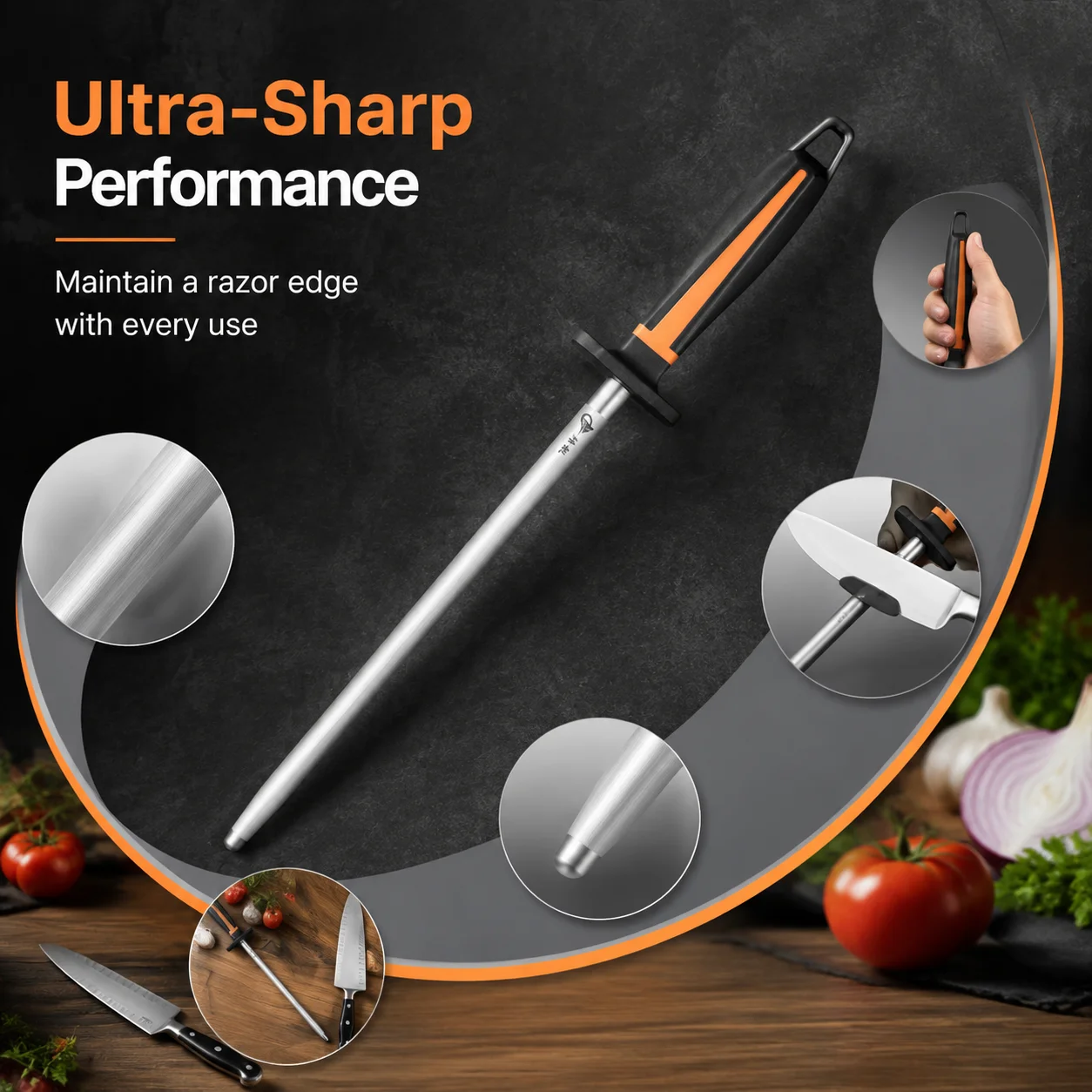 Professional Knife Sharpening Rod & Steel Stick, High Efficiency Kitchen Sharpener For Home,  Fast Sharpening Tool
