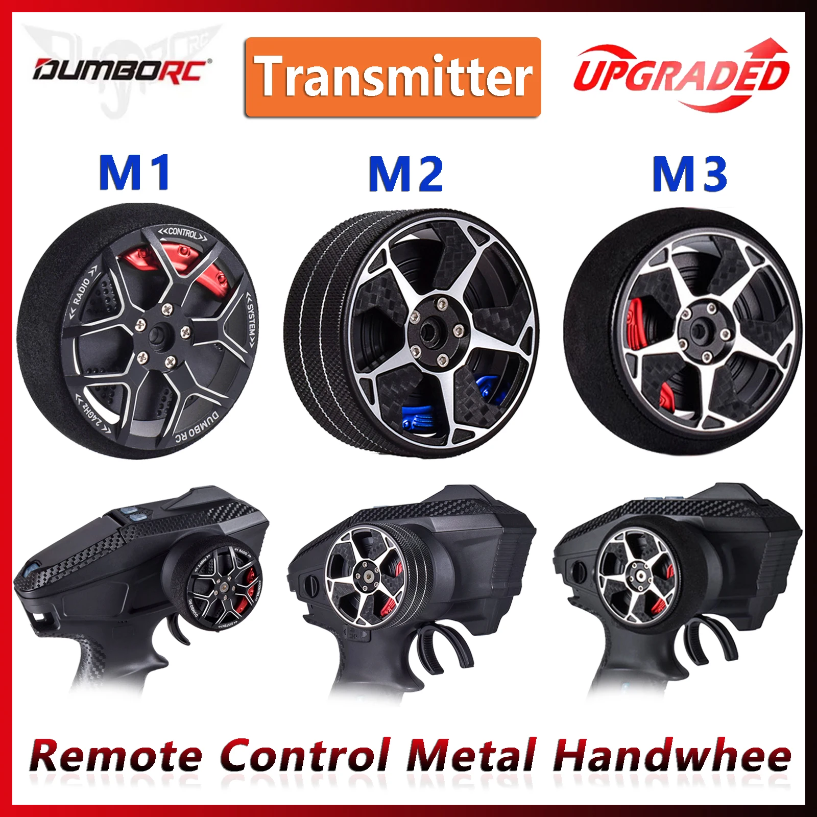 

DUMBORC Remote Control Transmitter Steering Wheel Foam Metal Handwheel for DDF-350 X6PM Flysky Nobel NB4 X10P RC Car Upgrades