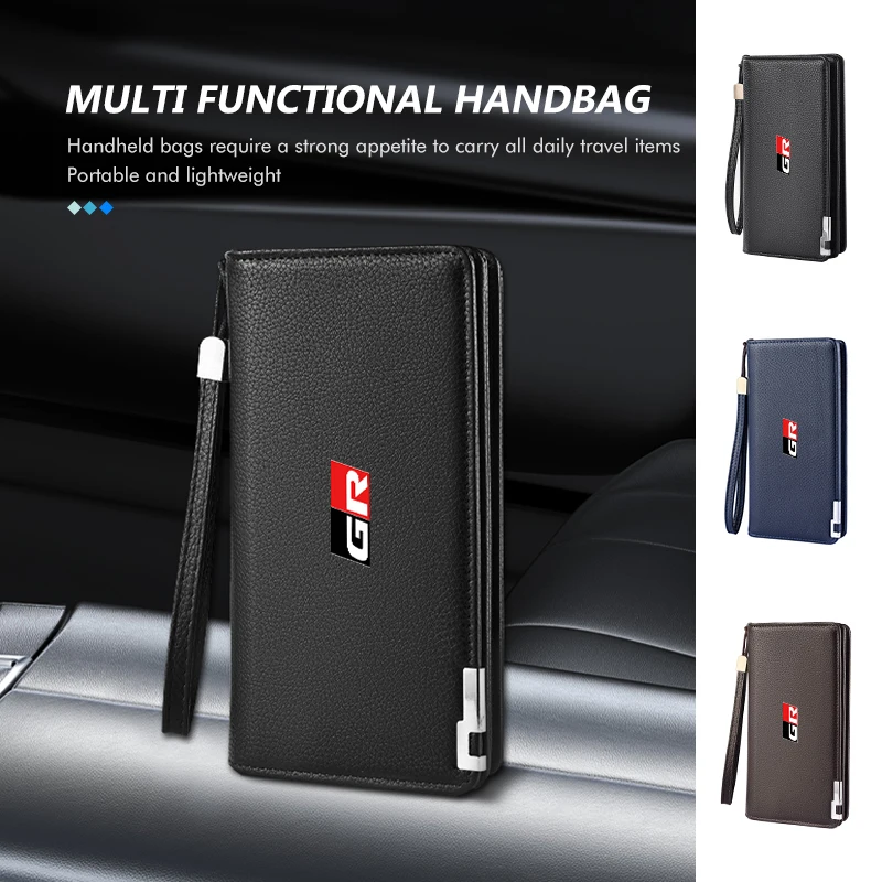 

For Toyota PU Leather Car Driving Document Bag ID Passport Card Wallet Card Pouch C-HR CHR Logo 2016 2017 2018 2019 2021 2022