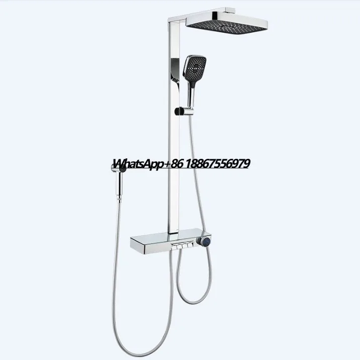 

Internet Celebrous Large Storage Square Shower Suit Hotel Bathroom Digital Display Magnetic Spray Top Hand Suit Metal