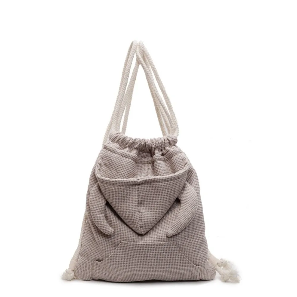 

Creative Ox Horn Hooded Backpack Korean Style Large Capacity Hoodie Design Schoolbag Solid Color Zipper Drawstring Bag Students