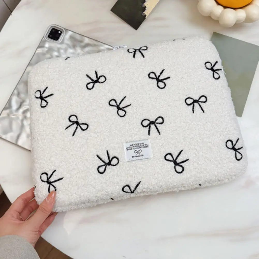 Elegante borsa per laptop Accessorio versatile per dispositivo Custodia per laptop ricamata con borsa per tablet antiurto in peluche con morbido per il lavoro