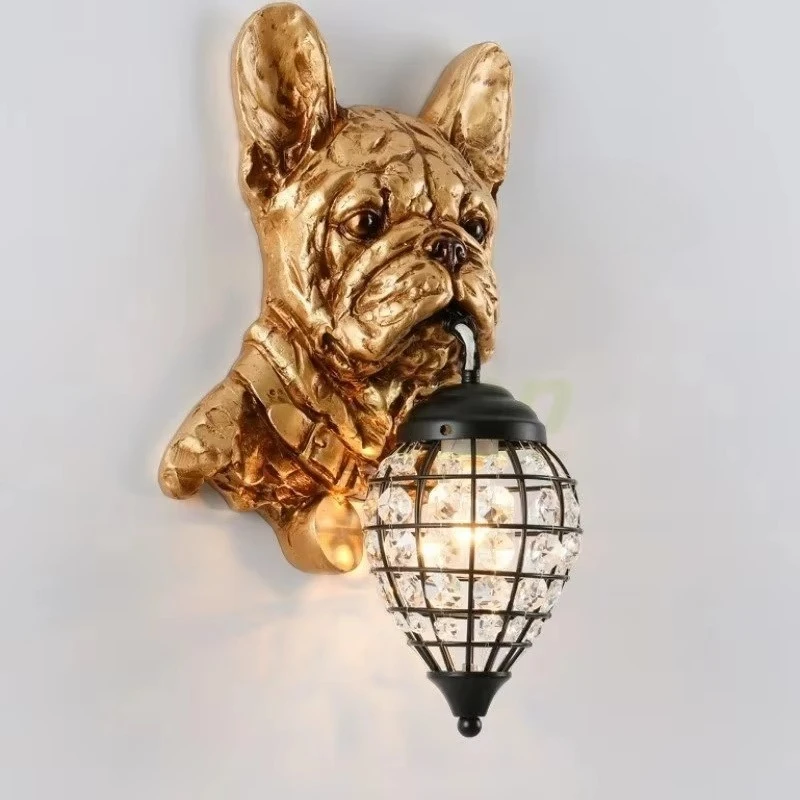 Retro Animal Head Living Room Sofa Background Wall Entrance Study Staircase Wall Lamp Lucky Elephant Wall Lamp American