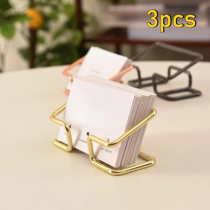 3pcs High Grade Metal Business Card Holder Desktop Display Holder Mobile Phone Stand Office Accessories For Desk Minimalist