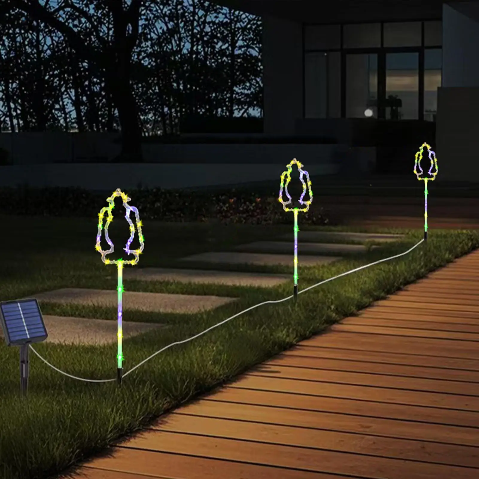 Solar Pathway Lights Outdoor Waterproof Moon Star Insert Pathway Lamp Solar Christmas Stake Lights For Valentine Day Holiday