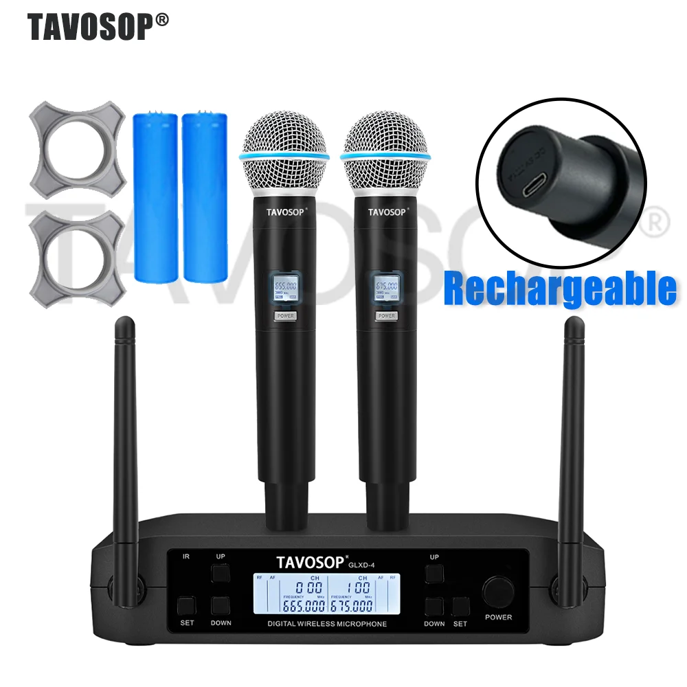 TAVOSOP Professional Wireless Microphone GLX-B58A Dual Chann