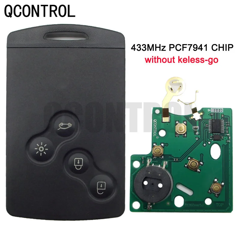 

QCONTROL 4 Buttons Car Remote Key Suit for Renault Megane 433MHz PCF7941 Chip without keyless-go