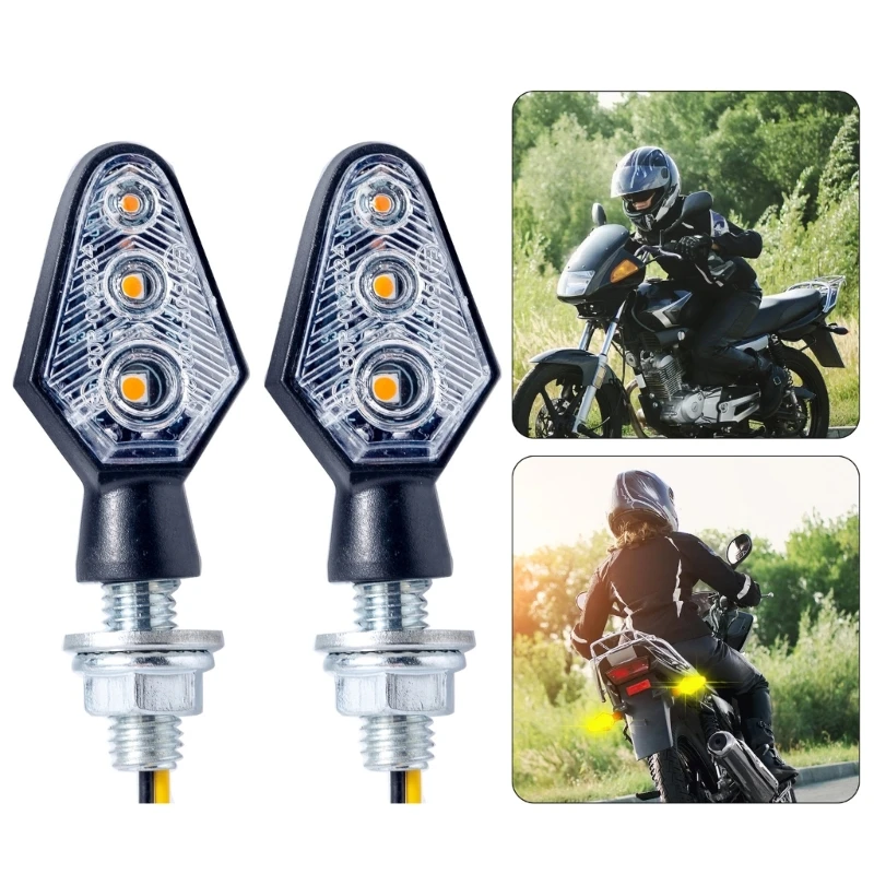 Motorcycle LED Blinkers Lamps with 25cm Wiring, Easy Installation, 30000 Hours Lifespans, for ATVs and Motorbikes X37F