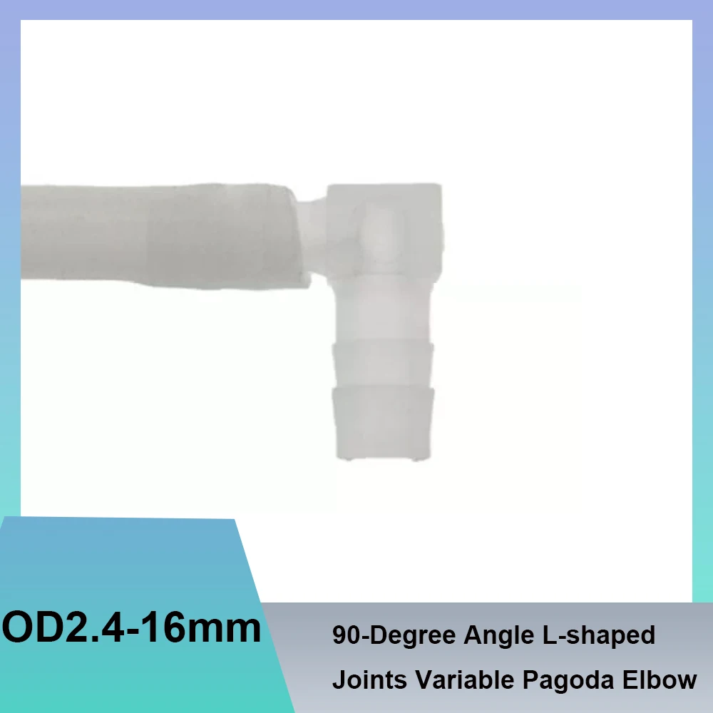 90-Degree Angle L-shaped Hose Connector Joints Variable Elbow OD 2.4-16mm Food Grad Transparent Material Irrigation Accessories