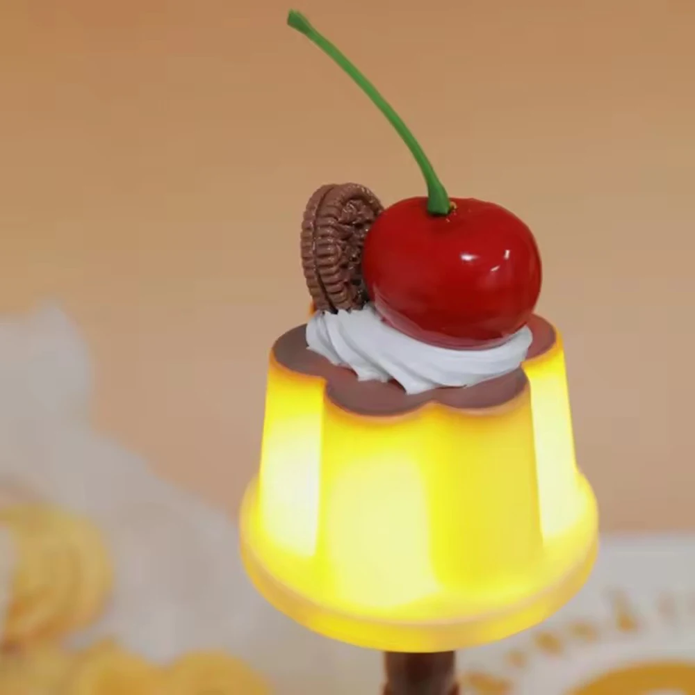 Pudding Night Light LED Desk Lamp Battery Powered Desk Bedside Bedroom Bar Room Decor Atmosphere Sleeping Light kid Gifts