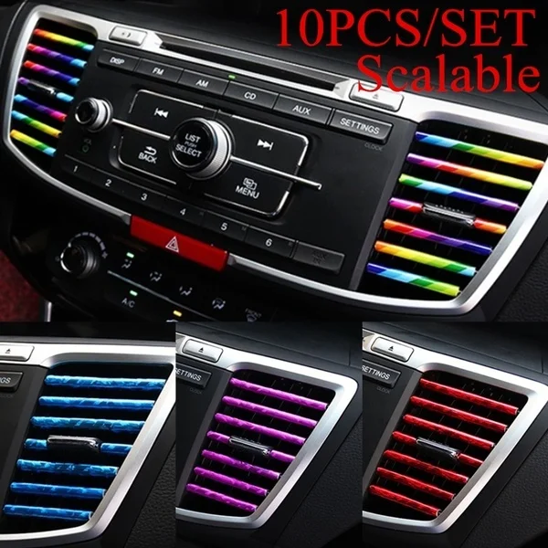 

HOT Sale 10 PCS Car Air Conditioner Outlet Decorative Soft Strip Accessories Auto Interior Grille Decorative Strip Universal﻿