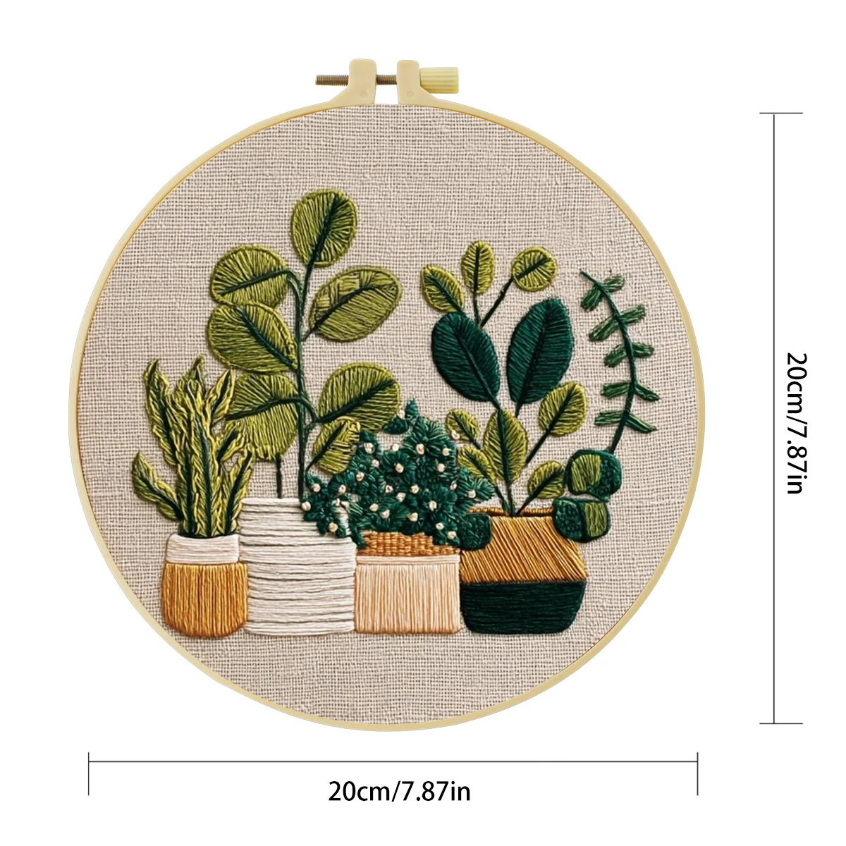 1 Stück 20X20CM/15X15CM 7,87/6,3 Zoll Topfpflanzen-Stickerei-Starter-Kit DIY-Kit DIY-Stickerei-Set Handarbeiten Nadelkunst – Detail 3